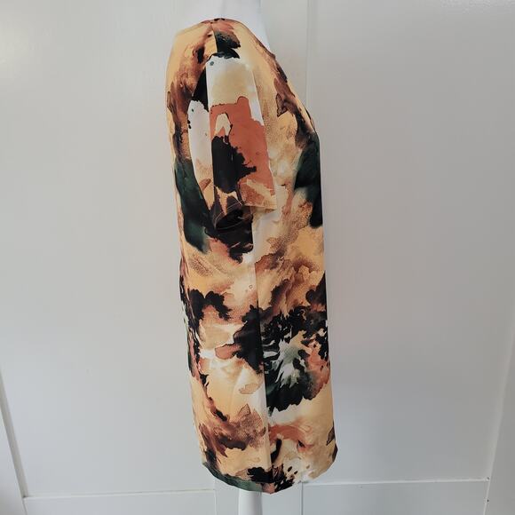 Lulus Size S Watercolor Print Abstract Shift Dress Short Sleeve Modern - Picture 3 of 10